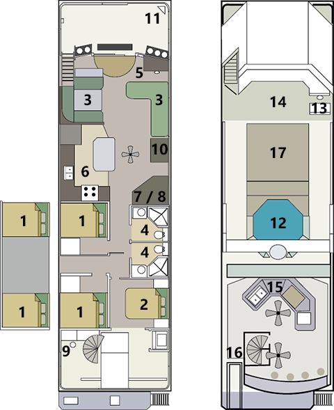 Mirage 40 houseboat layout.